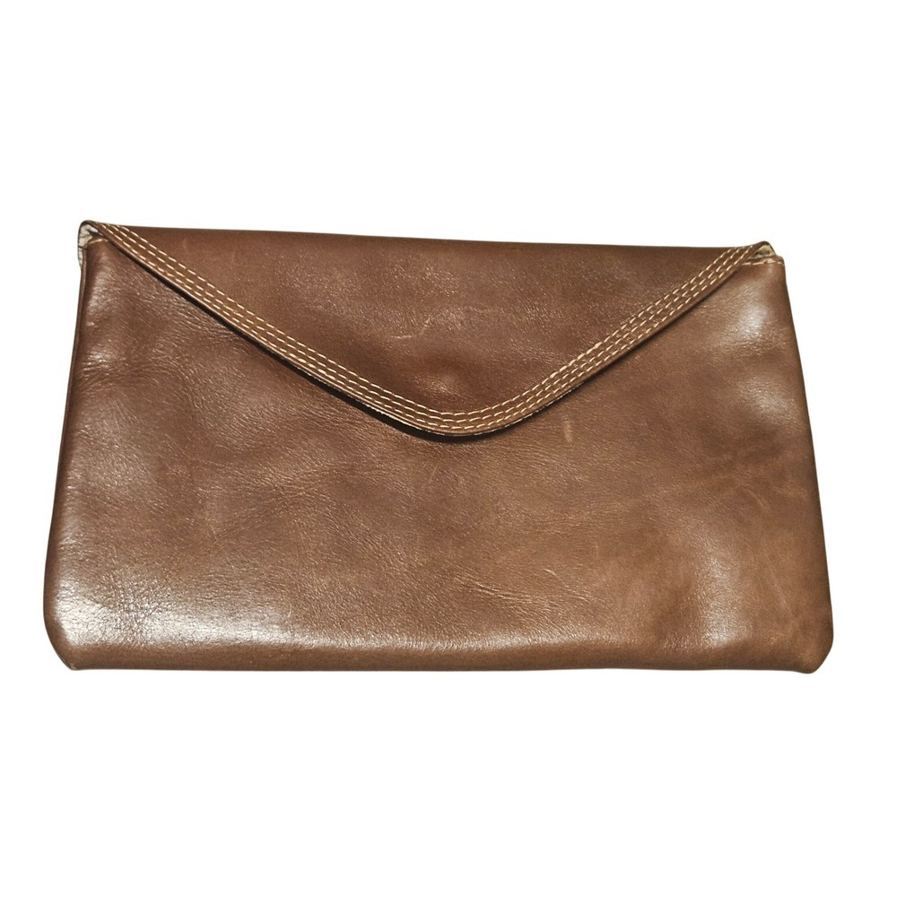 Cuero Papel & Tijera Leather Envelope Clutch Bag with Map Lining & Tassel Accent